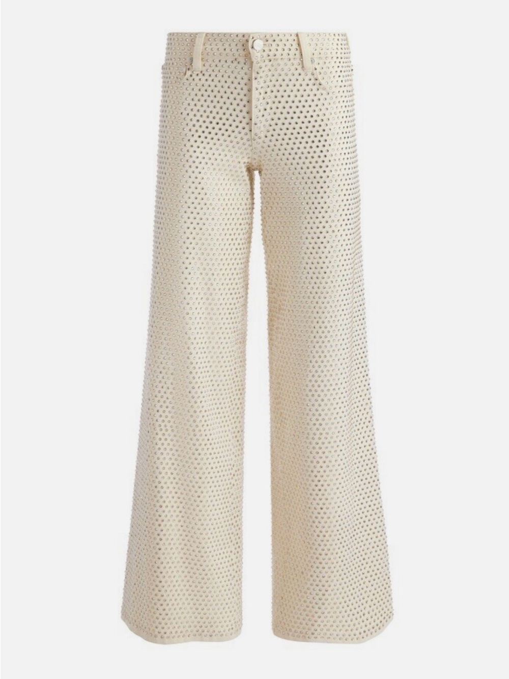Alice + Olivia Trish Rhinestone Embellished Wide-Leg Jean in Chino